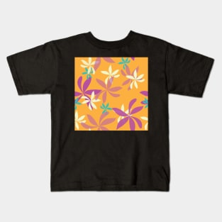 Pinwheel flowers on Orange Kids T-Shirt